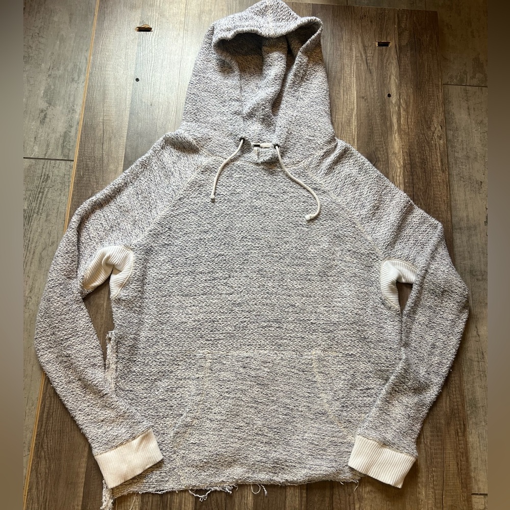 Free People Knitt Gray Hooded womens Sweater Sz Large